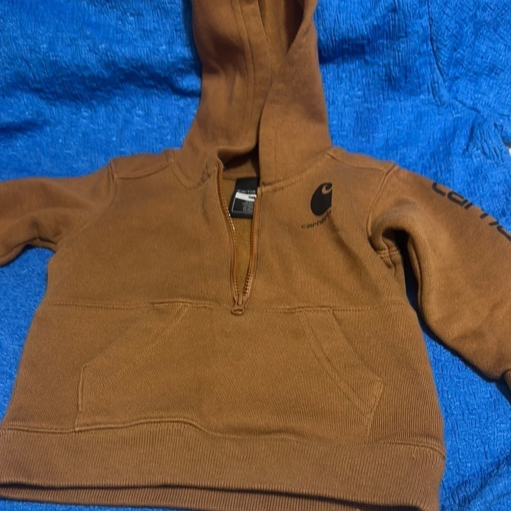 Carhartt Brown Fleece Hoodie with Half-Zip